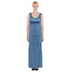 Gingham Plaid Fabric Pattern Blue Maxi Thigh Split Dress by HermanTelo