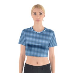 Gingham Plaid Fabric Pattern Blue Cotton Crop Top by HermanTelo