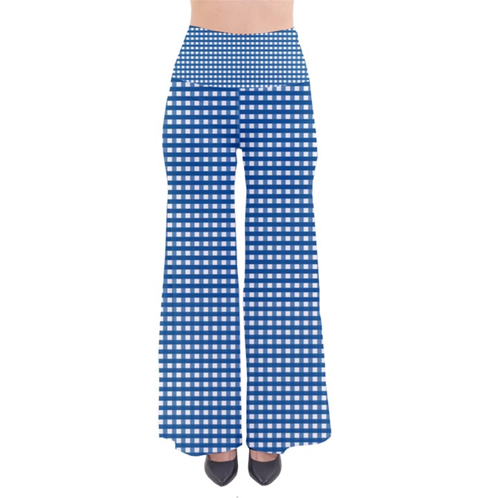 Gingham Plaid Fabric Pattern Blue So Vintage Palazzo Pants