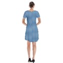 Gingham Plaid Fabric Pattern Blue Short Sleeve V-neck Flare Dress View2