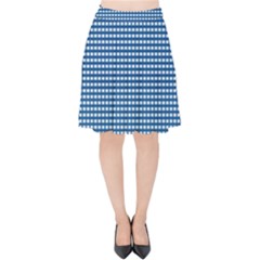 Gingham Plaid Fabric Pattern Blue Velvet High Waist Skirt by HermanTelo