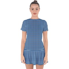 Gingham Plaid Fabric Pattern Blue Drop Hem Mini Chiffon Dress by HermanTelo