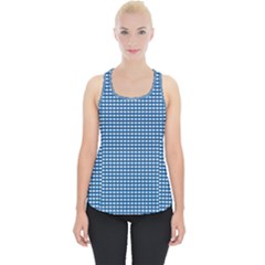 Gingham Plaid Fabric Pattern Blue Piece Up Tank Top by HermanTelo