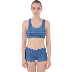 Gingham Plaid Fabric Pattern Blue Work It Out Gym Set by HermanTelo