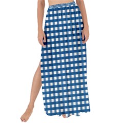 Gingham Plaid Fabric Pattern Blue Maxi Chiffon Tie-up Sarong by HermanTelo