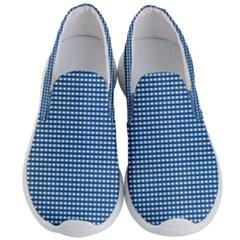 Gingham Plaid Fabric Pattern Blue Men s Lightweight Slip Ons by HermanTelo