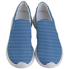 Gingham Plaid Fabric Pattern Blue Women s Lightweight Slip Ons by HermanTelo