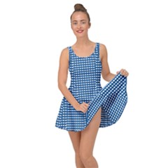 Gingham Plaid Fabric Pattern Blue Inside Out Casual Dress by HermanTelo