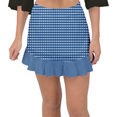 Gingham Plaid Fabric Pattern Blue Fishtail Mini Chiffon Skirt