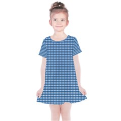 Gingham Plaid Fabric Pattern Blue Kids  Simple Cotton Dress by HermanTelo