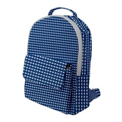 Gingham Plaid Fabric Pattern Blue Flap Pocket Backpack (large) by HermanTelo