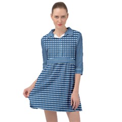 Gingham Plaid Fabric Pattern Blue Mini Skater Shirt Dress by HermanTelo