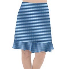 Gingham Plaid Fabric Pattern Blue Fishtail Chiffon Skirt