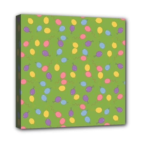 Balloon Grass Party Green Purple Mini Canvas 8  X 8  (stretched)