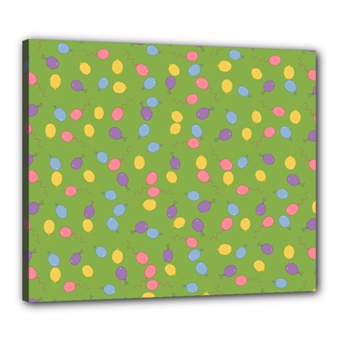 Balloon Grass Party Green Purple Canvas 24  X 20  (stretched)