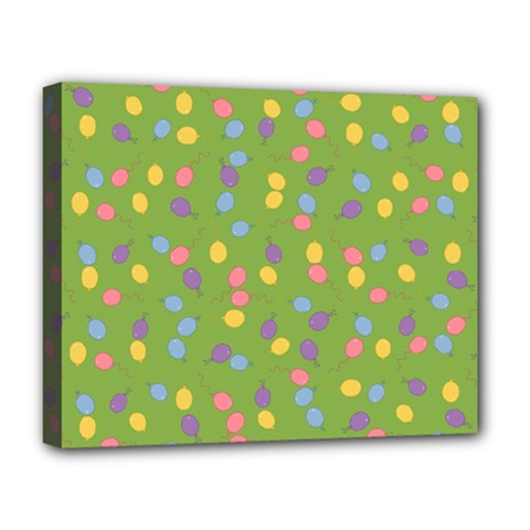 Balloon Grass Party Green Purple Deluxe Canvas 20  X 16  (stretched)