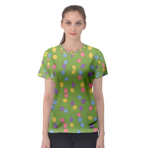 Balloon Grass Party Green Purple Women s Sport Mesh Tee by HermanTelo