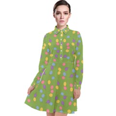 Balloon Grass Party Green Purple Long Sleeve Chiffon Shirt Dress by HermanTelo