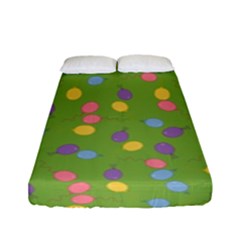 Balloon Grass Party Green Purple Fitted Sheet (full/ Double Size) by HermanTelo