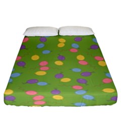 Balloon Grass Party Green Purple Fitted Sheet (king Size)