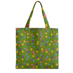 Balloon Grass Party Green Purple Zipper Grocery Tote Bag by HermanTelo