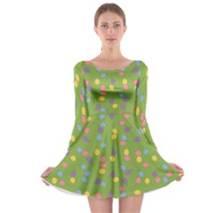 Balloon Grass Party Green Purple Long Sleeve Skater Dress