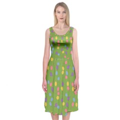 Balloon Grass Party Green Purple Midi Sleeveless Dress by HermanTelo