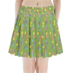 Balloon Grass Party Green Purple Pleated Mini Skirt