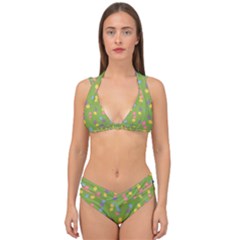 Balloon Grass Party Green Purple Double Strap Halter Bikini Set by HermanTelo