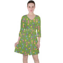 Balloon Grass Party Green Purple Ruffle Dress by HermanTelo