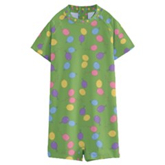 Balloon Grass Party Green Purple Kids  Boyleg Half Suit Swimwear by HermanTelo