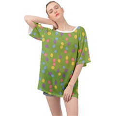 Balloon Grass Party Green Purple Oversized Chiffon Top by HermanTelo