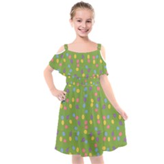 Balloon Grass Party Green Purple Kids  Cut Out Shoulders Chiffon Dress by HermanTelo