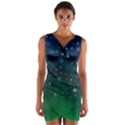 Background Blue Green Stars Night Wrap Front Bodycon Dress View1