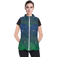 Background Blue Green Stars Night Women s Puffer Vest by HermanTelo