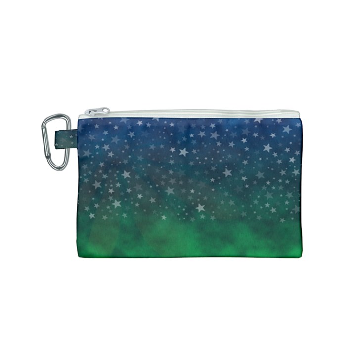 Background Blue Green Stars Night Canvas Cosmetic Bag (Small)