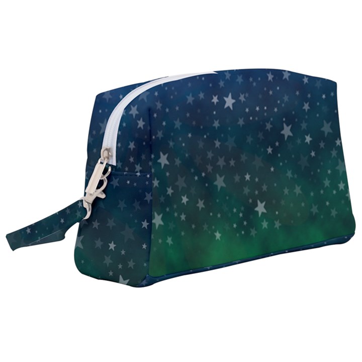 Background Blue Green Stars Night Wristlet Pouch Bag (Large)