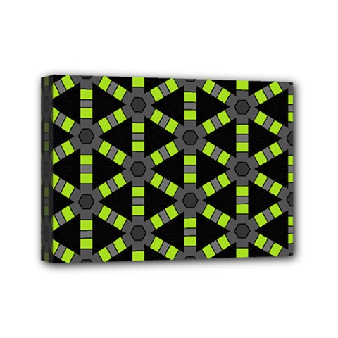 Backgrounds Green Grey Lines Mini Canvas 7  X 5  (stretched) by HermanTelo