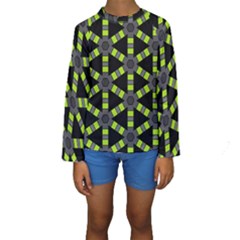 Backgrounds Green Grey Lines Kids  Long Sleeve Swimwear