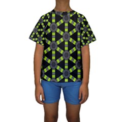 Backgrounds Green Grey Lines Kids  Short Sleeve Swimwear by HermanTelo