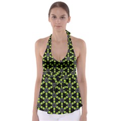 Backgrounds Green Grey Lines Babydoll Tankini Top by HermanTelo