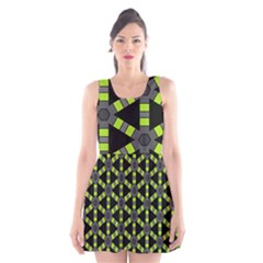 Backgrounds Green Grey Lines Scoop Neck Skater Dress