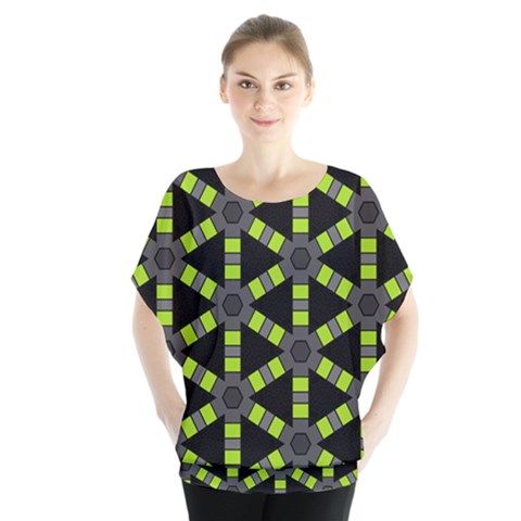 Backgrounds Green Grey Lines Batwing Chiffon Blouse by HermanTelo