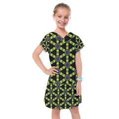 Backgrounds Green Grey Lines Kids  Drop Waist Dress