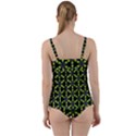 Backgrounds Green Grey Lines Twist Front Tankini Set View2