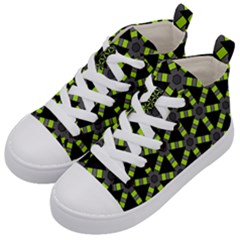 Backgrounds Green Grey Lines Kids  Mid-top Canvas Sneakers by HermanTelo