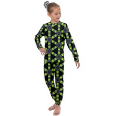 Backgrounds Green Grey Lines Kids  Long Sleeve Set 