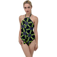 Backgrounds Green Grey Lines Go With The Flow One Piece Swimsuit by HermanTelo