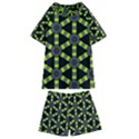 Backgrounds Green Grey Lines Kids  Swim Tee and Shorts Set View1