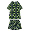 Backgrounds Green Grey Lines Kids  Swim Tee and Shorts Set View2